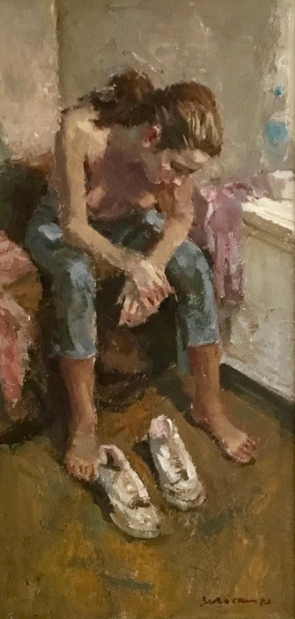 RESTING MODEL.Angel Badia Camps 1929.2019..contemporary Spanish artist - Painting by ANGEL BADIA CAMPS