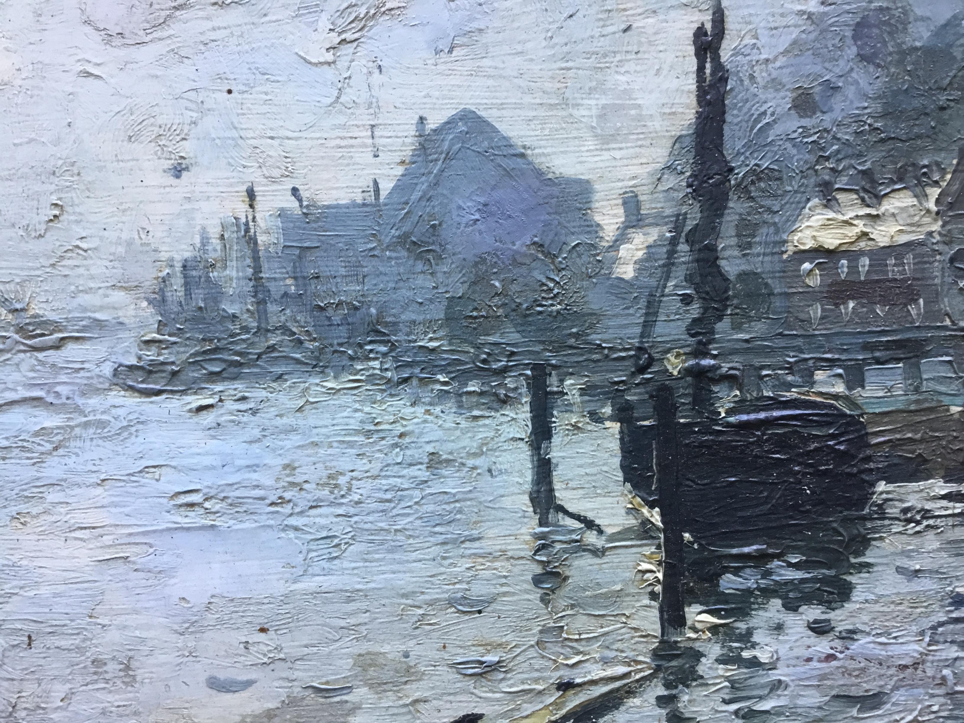 Gorleston harbour  Campbell Archibald Mellon was born in on 16 June 1878_1955 - Impressionist Painting by CAMPBELL MELLON