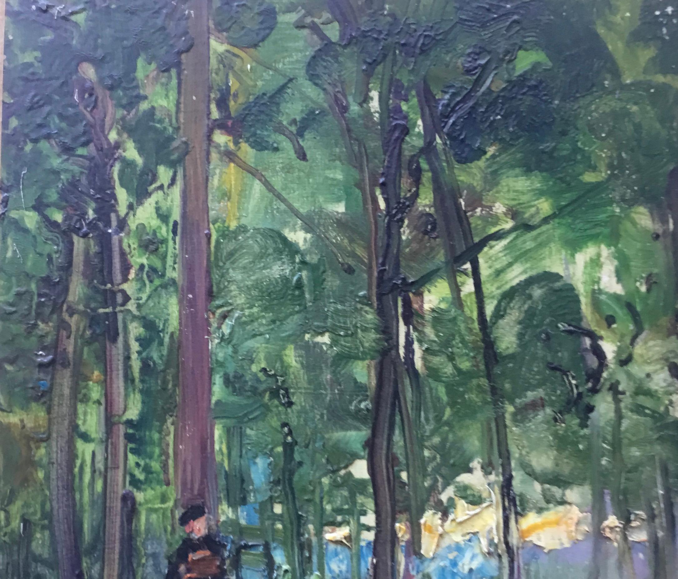  Peinture de l'artiste Robert-Fleury réalisée par JEAN FRANK BAUDION POST IMPRESSIONIST  - Gris Landscape Painting par Jean-François Baudoin