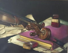NATURA MORTA CON STRADIVARI T W QUINN ARTISTA BRITANNICO