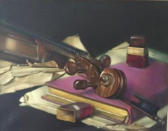  NATURE MORTE AVEC STRADIVARIUS T W QUINN ARTISTE BRITANNIQUE