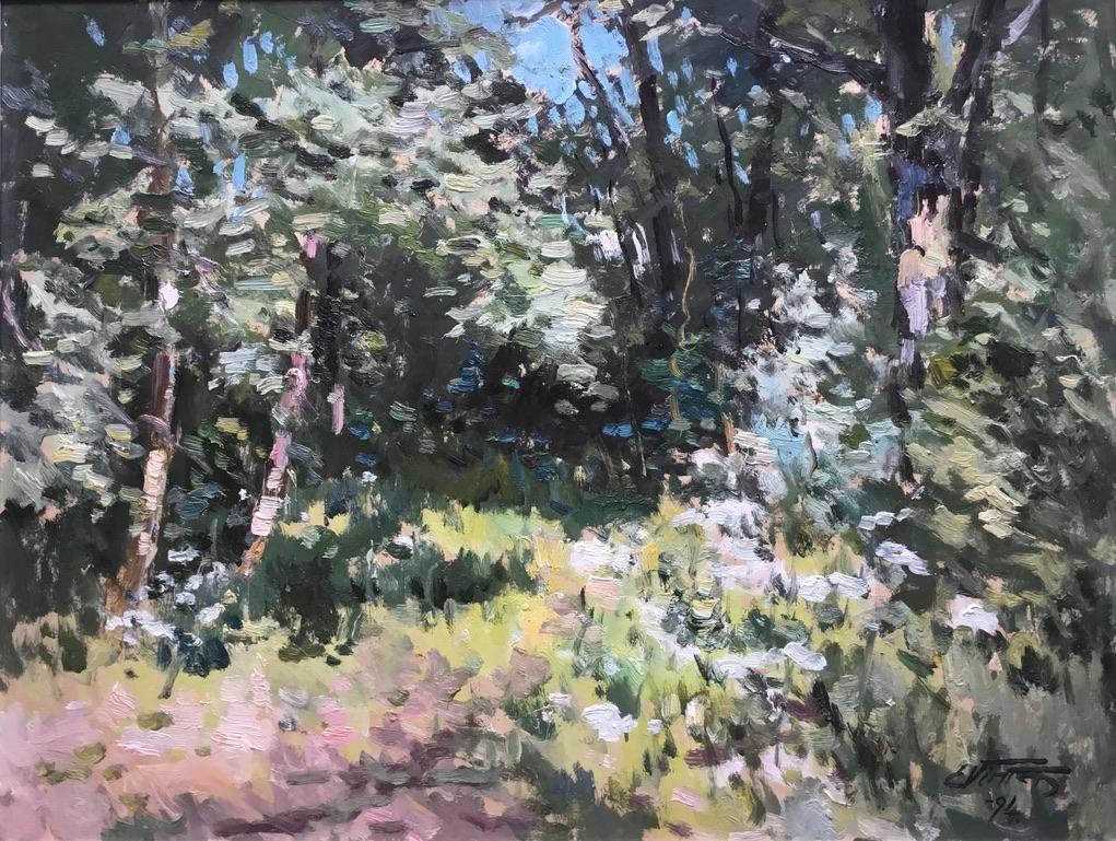Edgar Vinters Landscape Painting - IN THE SHADE OF THE TREES.EDGAR VINTERS 1914_2014 impressionist 