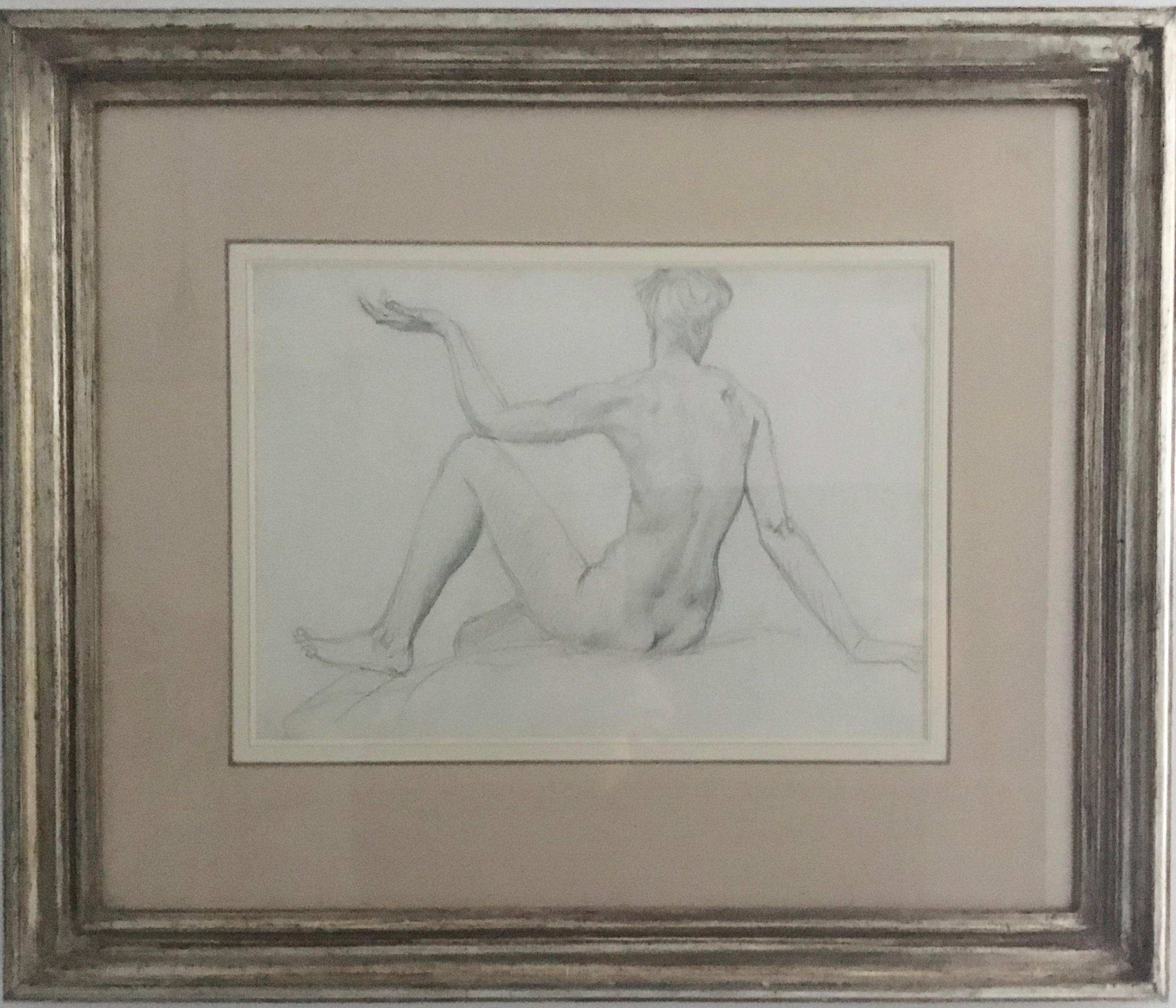 STUDY of a SEATED FEMAIL NUDE FROM BEHIND.Augustas Edwin John.OM RA British 