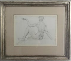 Vintage STUDY of a SEATED FEMAIL NUDE FROM BEHIND.Augustas Edwin John.OM RA British 