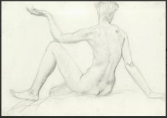 STUDY of a SEATED FEMAIL NUDE FROM BEHIND.Augustas Edwin John.OM RA British