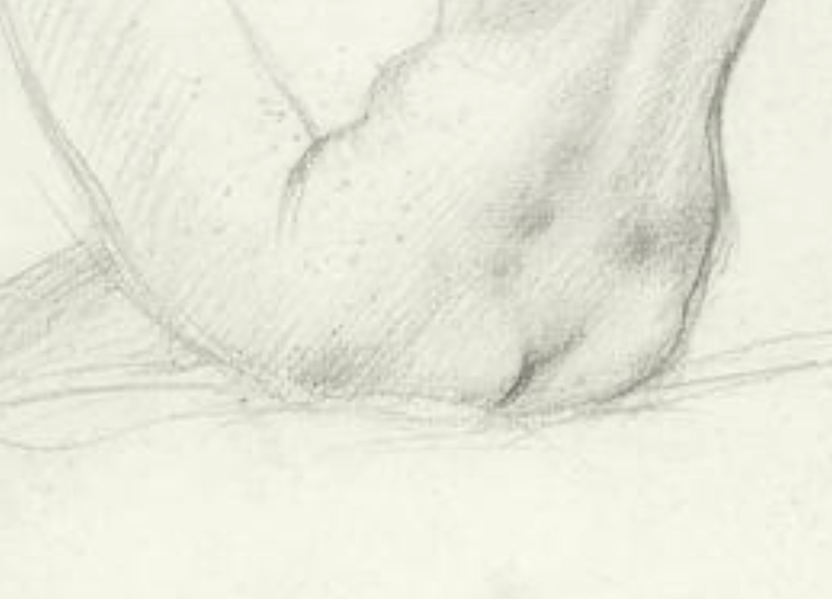 STUDY of a SEATED FEMAIL NUDE FROM BEHIND.Augustas Edwin John.OM RA Britisch  im Angebot 1