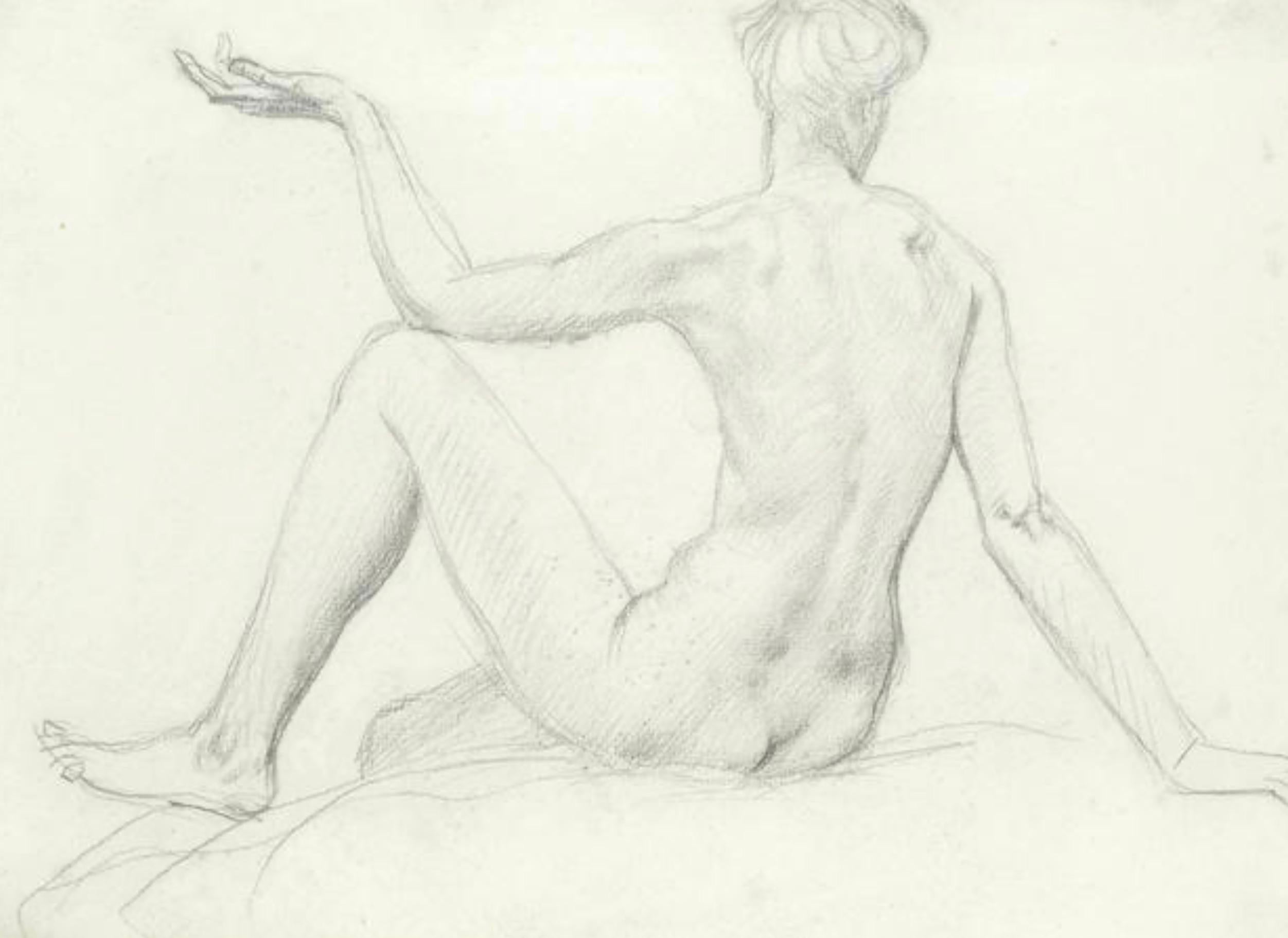 STUDY of a SEATED FEMAIL NUDE FROM BEHIND.Augustas Edwin John.OM RA Britisch  im Angebot 2