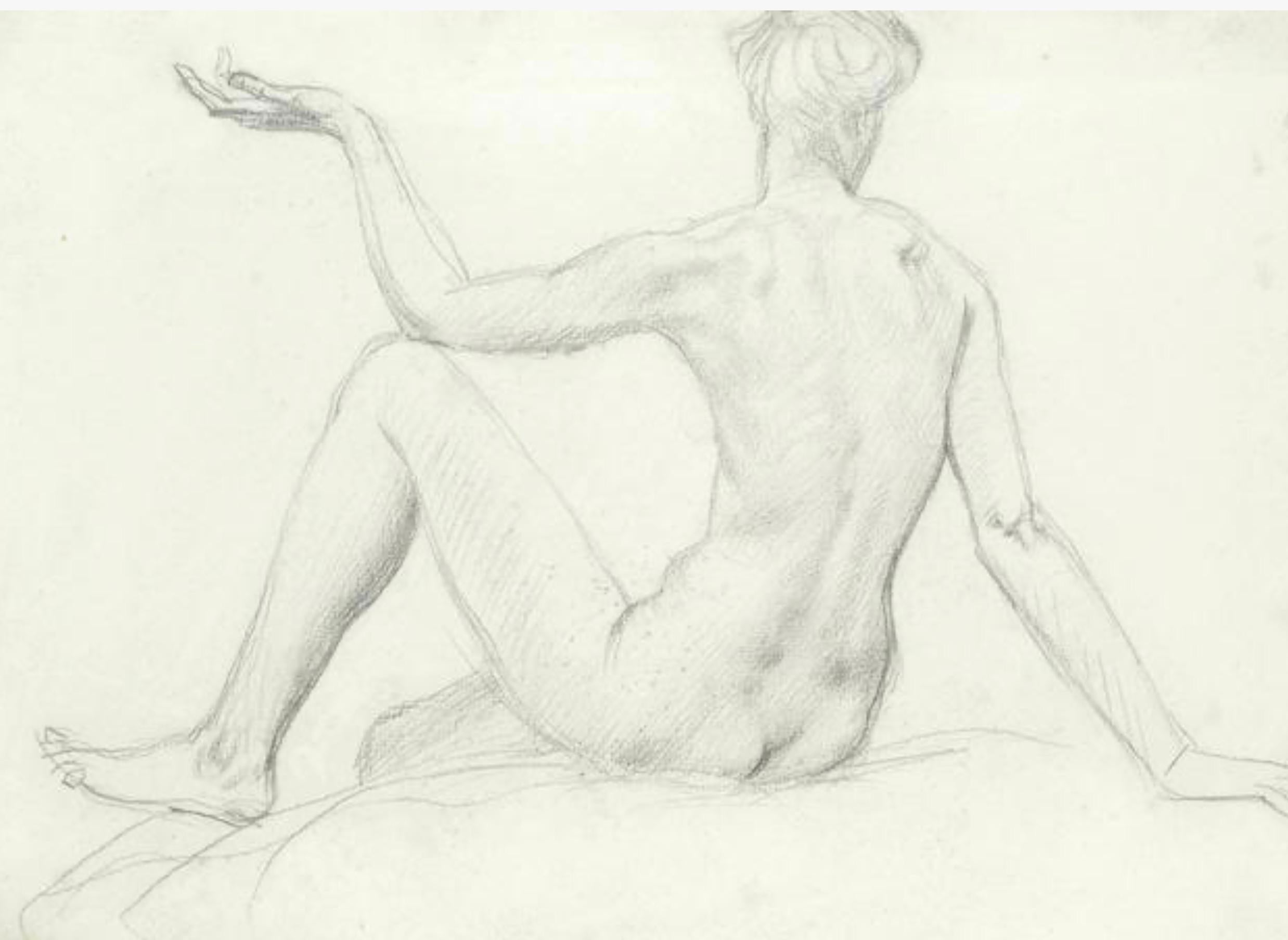 STUDY of a SEATED FEMAIL NUDE FROM BEHIND.Augustas Edwin John.OM RA Britisch  im Angebot 3