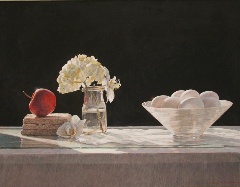 Colin Fraser Still-Life Painting - WHITE SHELLS COLIN FRASER CONTEMPORARY SCOTTISH ARTIST