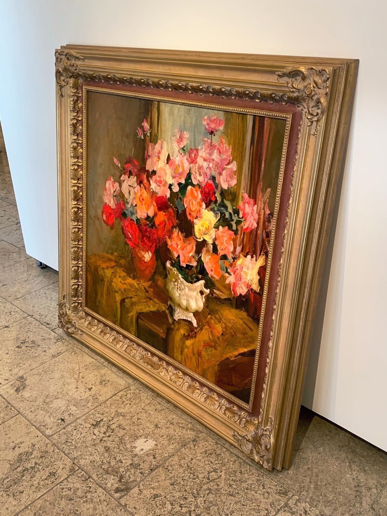 Roses - Impressionnisme Painting par Alexei Antonov