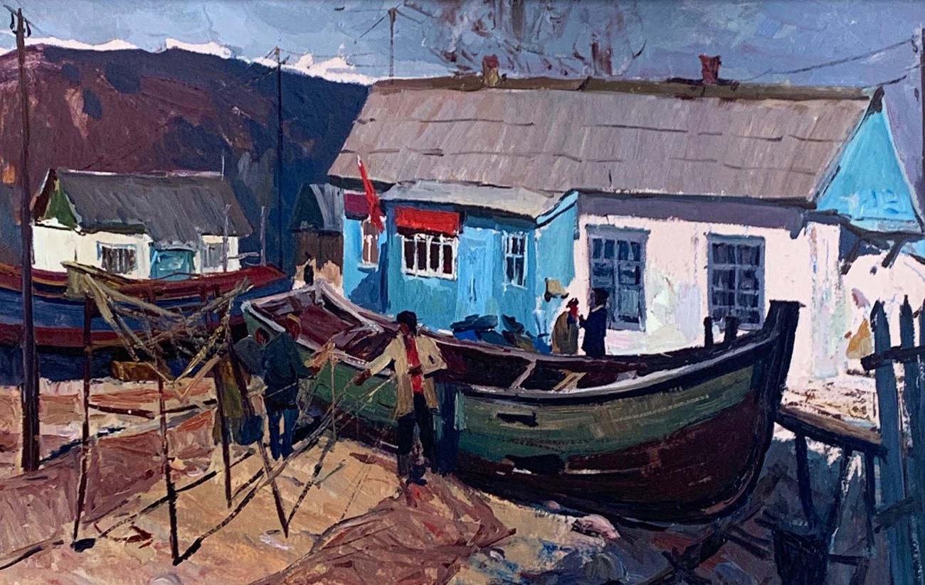 Alexandr Kalugin Landscape Painting - Fishermen