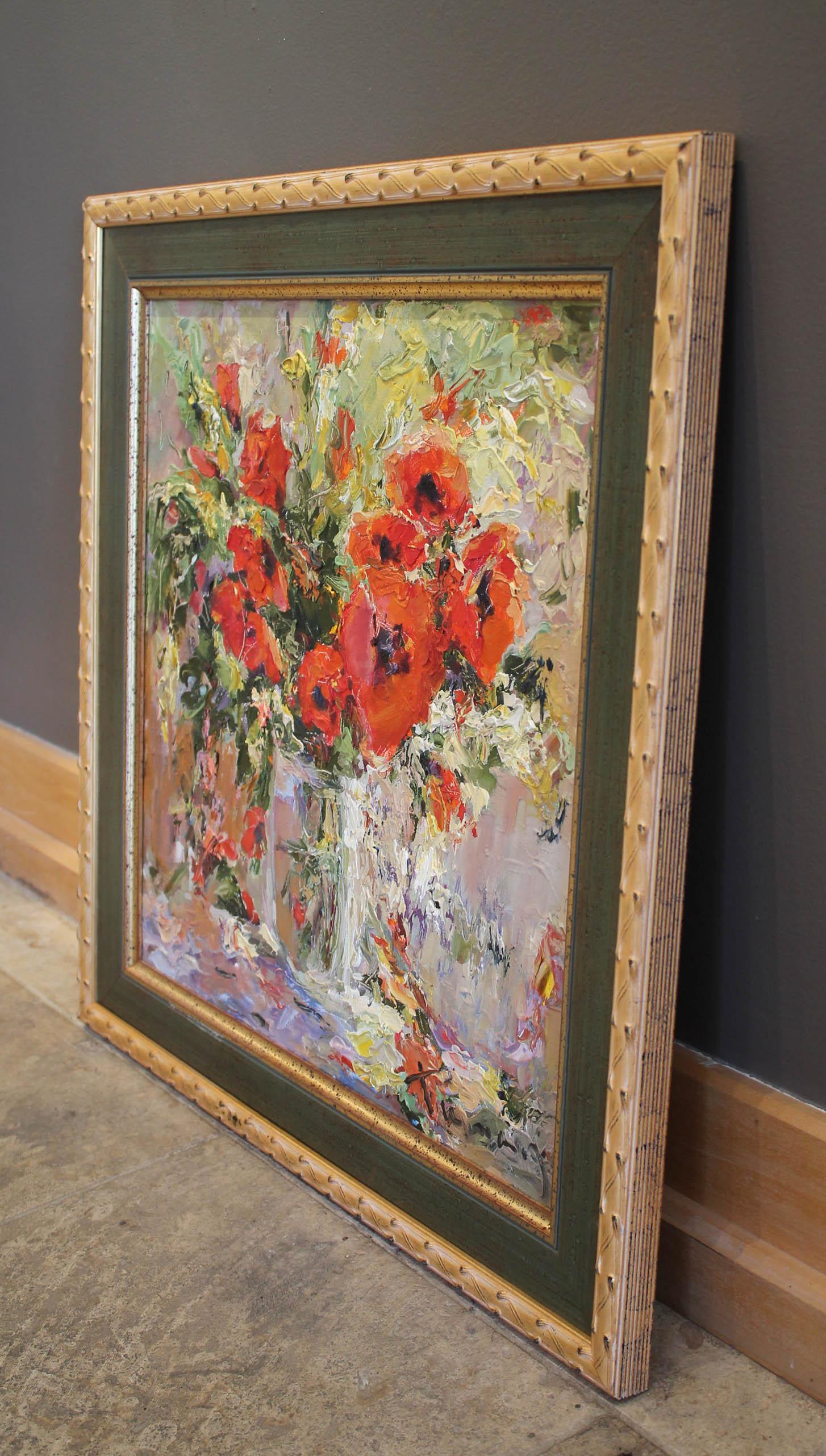 Rote Pflanzgefäße (Abstrakter Impressionismus), Painting, von Tuman Zhumabaev