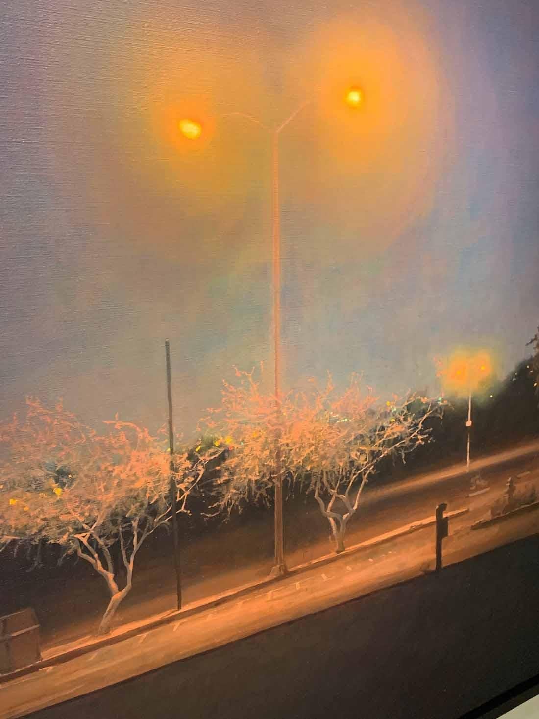 Dancers in the Night - Black Landscape Painting by Martin Dimitrov