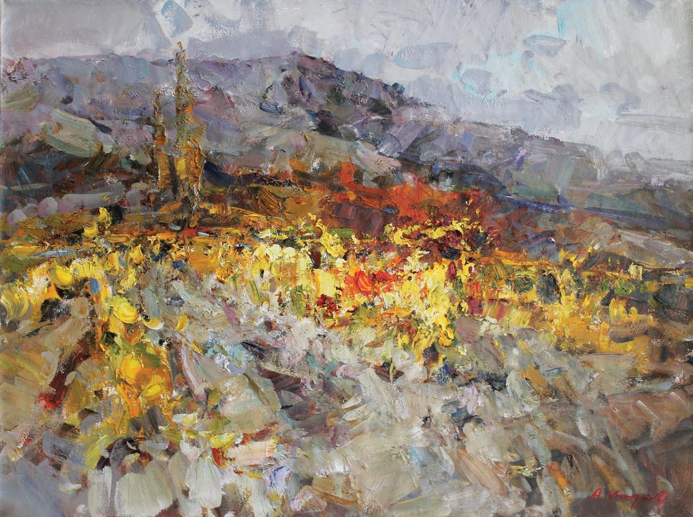 Andrey Inozemtsev Landscape Painting - Autumn Vineyard