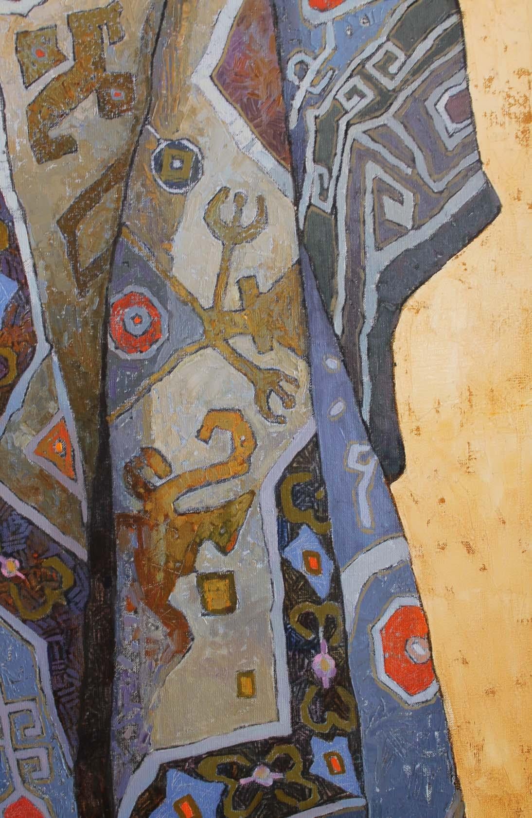 Eastern Carpet (Grau), Still-Life Painting, von Aleksandr Britsev