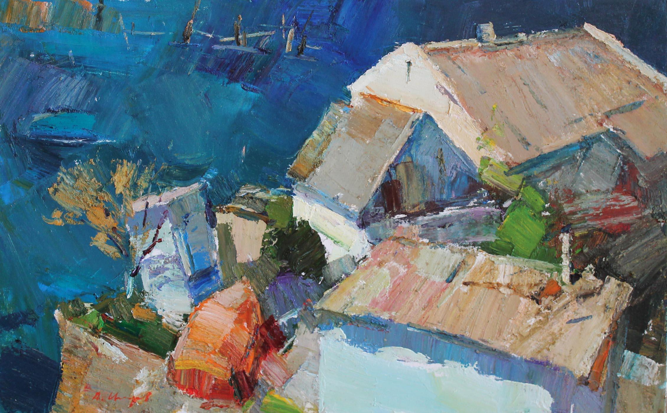 Andrey Inozemtsev Landscape Painting - Fishermens' Village