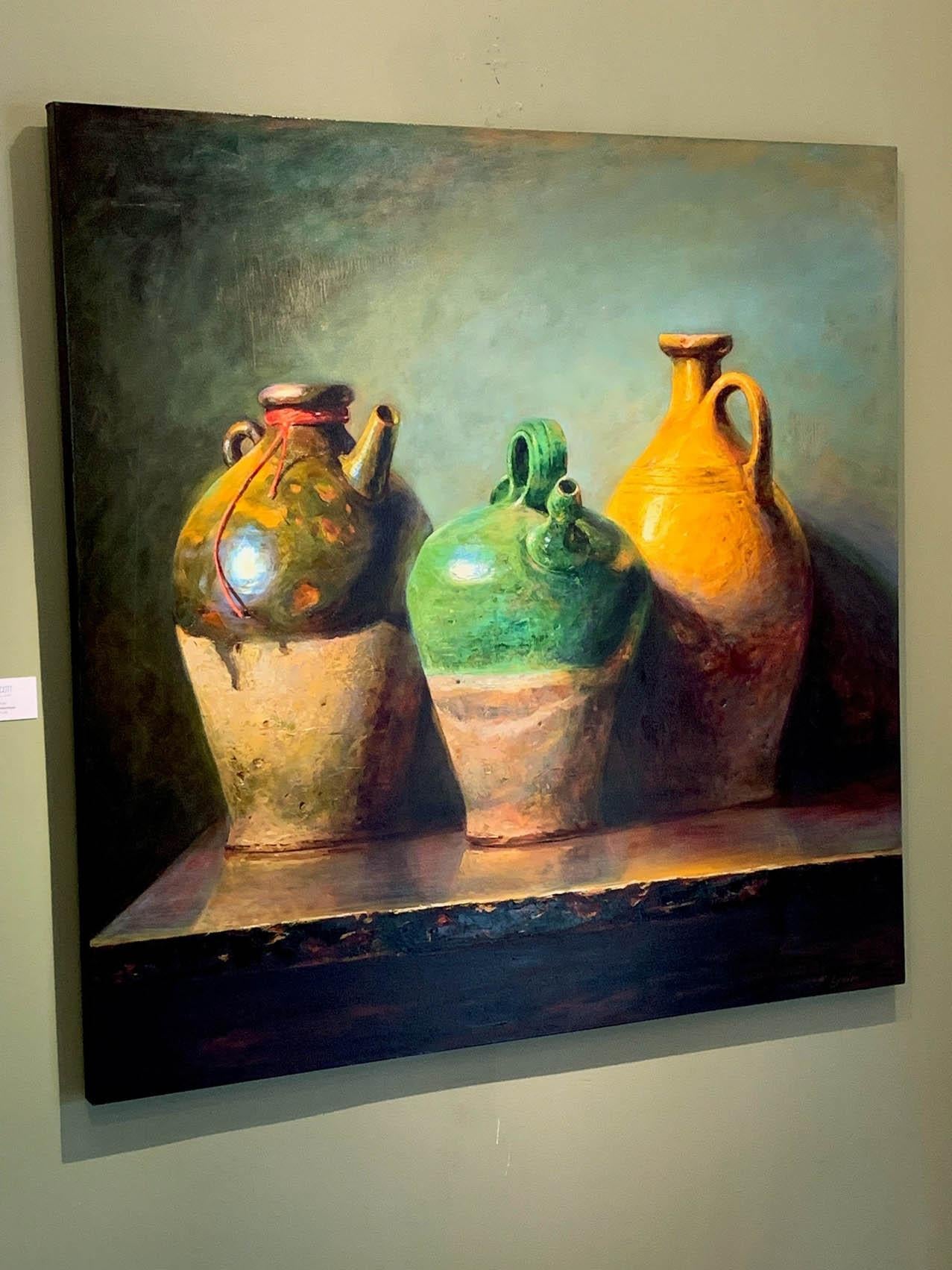Grands pots et pots - Noir Still-Life Painting par Regina Lyubovnaya