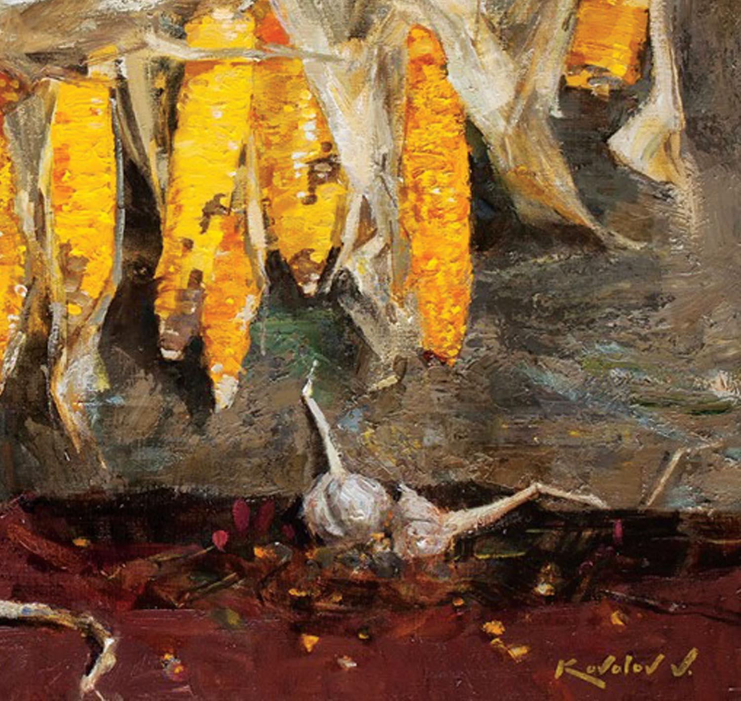 Still Life with Corn - Painting by Vladimir Kovalov