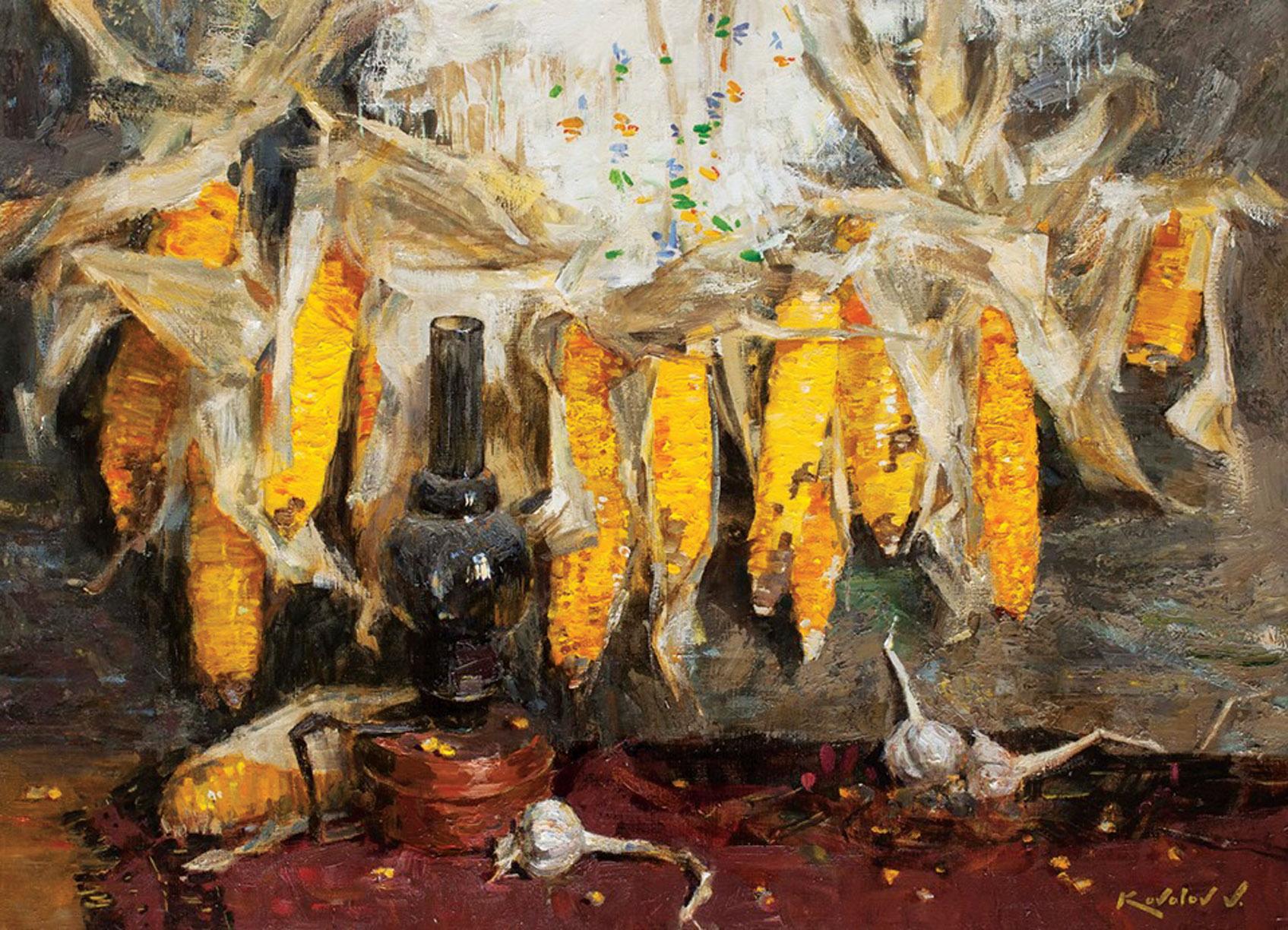 Vladimir Kovalov Still-Life Painting - Still Life with Corn
