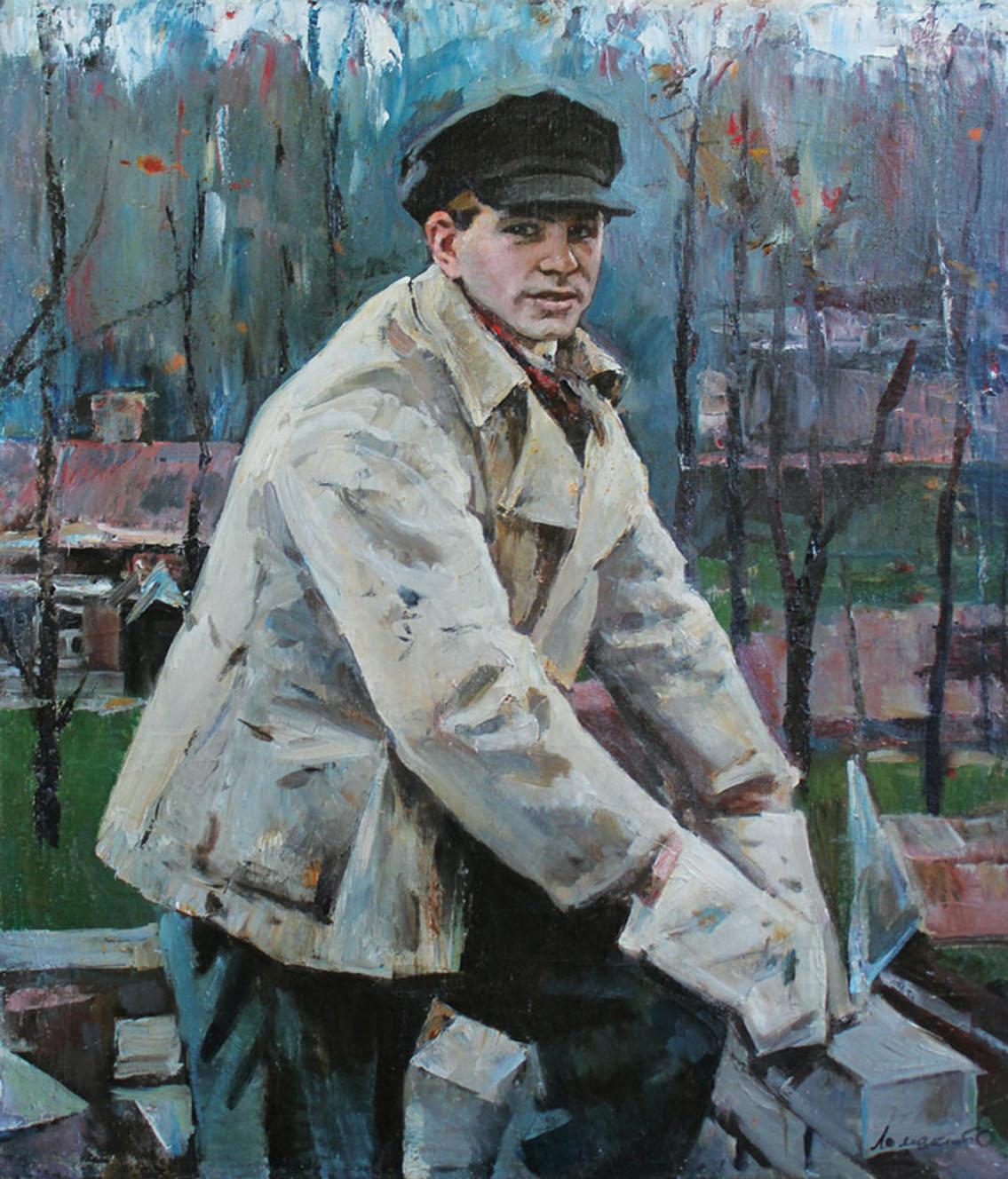 Oleg Lomakin Figurative Painting - Builder