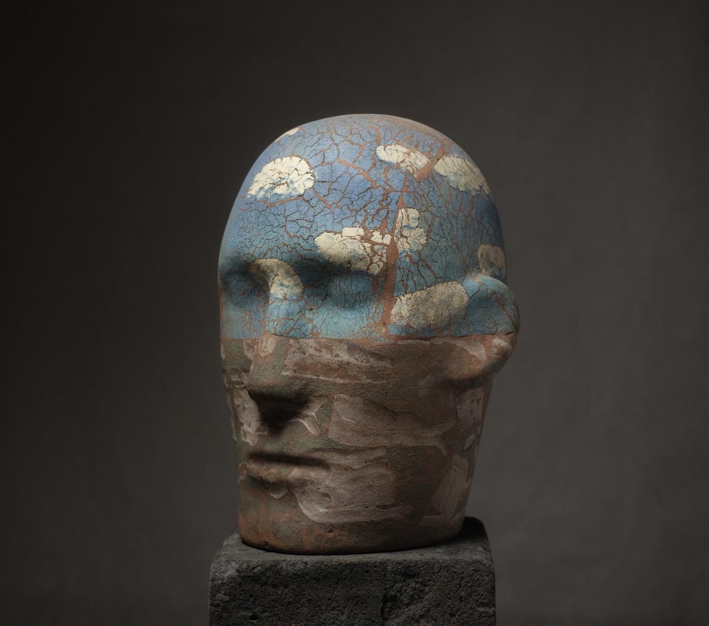 Oleksandr Miroshnychenko Figurative Sculpture - Head In The Couds