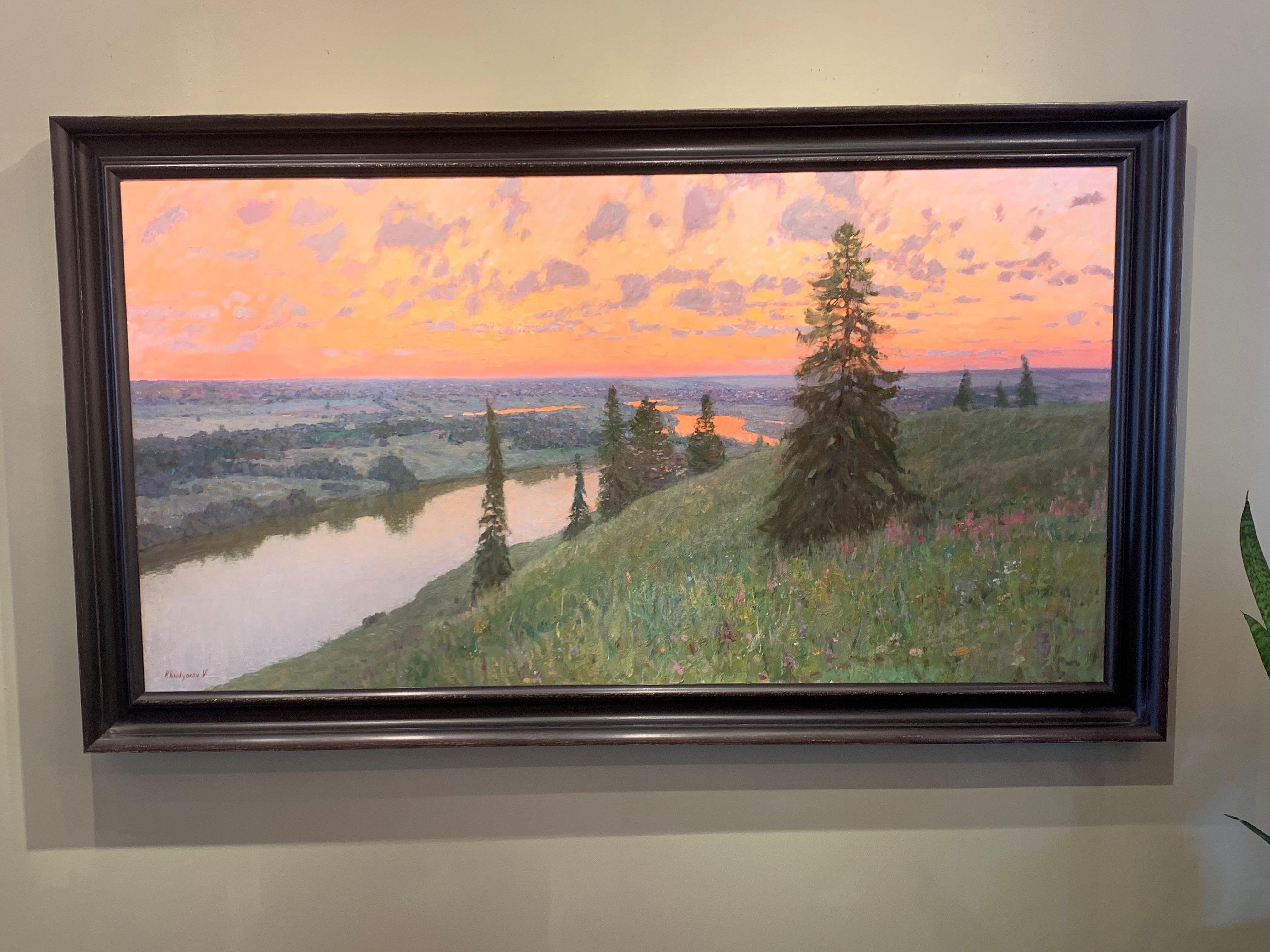 Vasily Hudyakov Landscape Painting - Sunset on the Vyatka River