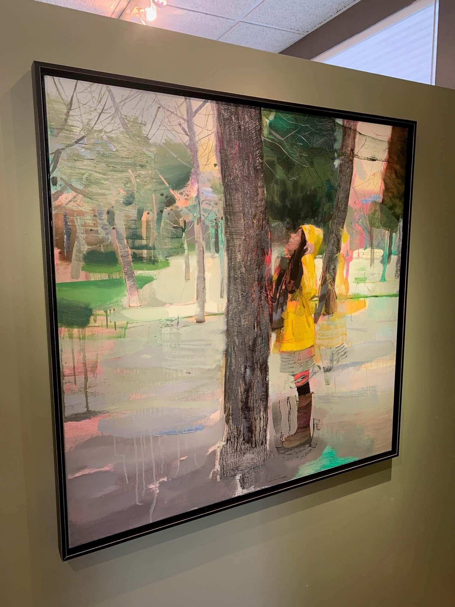 Gelber Regenmantel – Painting von Jose Luis Cena