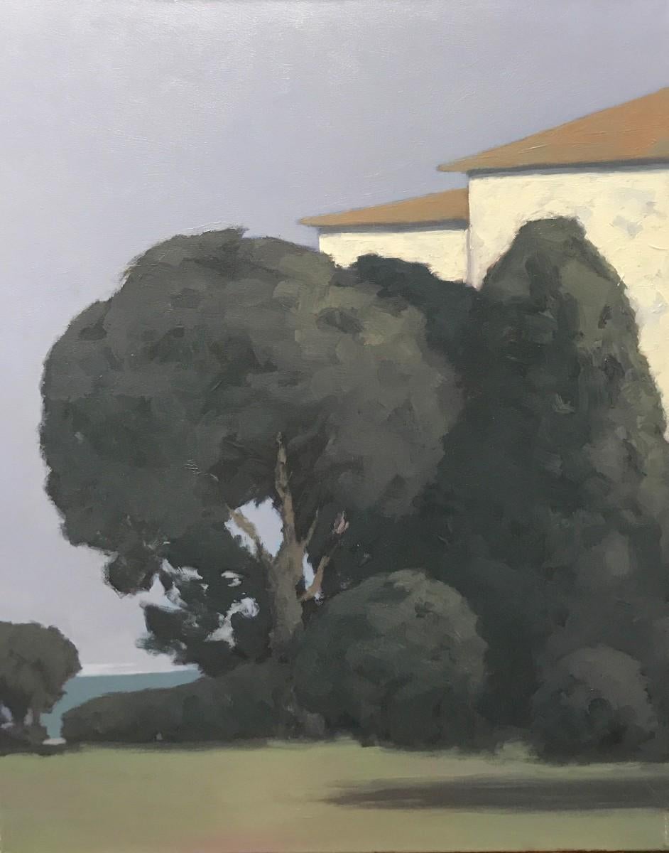 Brian Sindler Landscape Painting - Untitled (Trees in front of house)