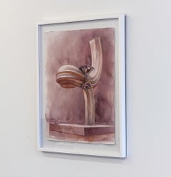 Abstract vs. Figurative Neutral Original Watercolor by Cuban Artist Alain Pino