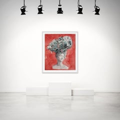 Abstract vs. Figurative Watercolor of Marble Sculpture with Engine