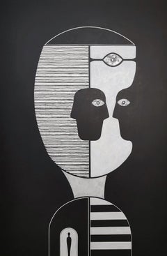 Cuban Black Figurative Portrait Painting