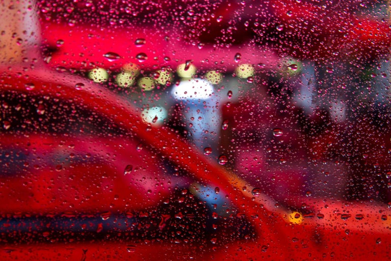 Pico Garcez Color Photograph - Pink Cab - Florescent Abstract Photograph of New York City