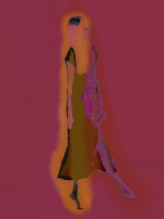 Florescent Burgundy Figurative Female Dancer