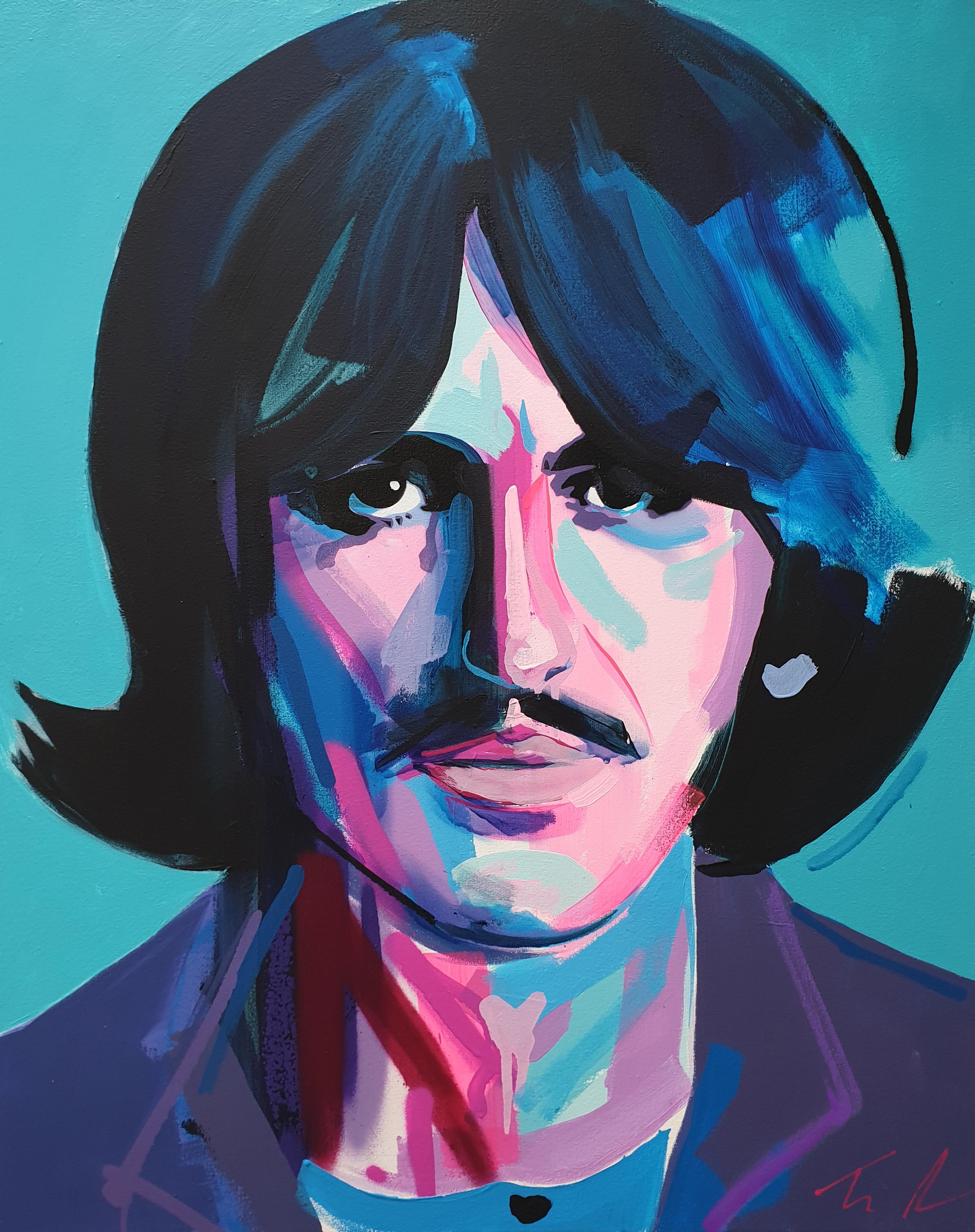 Tim Fowler Portrait Painting - George - George Harrison, The Beatles, Pop Art, Acrylic, Enamel Gloss, Canvas 