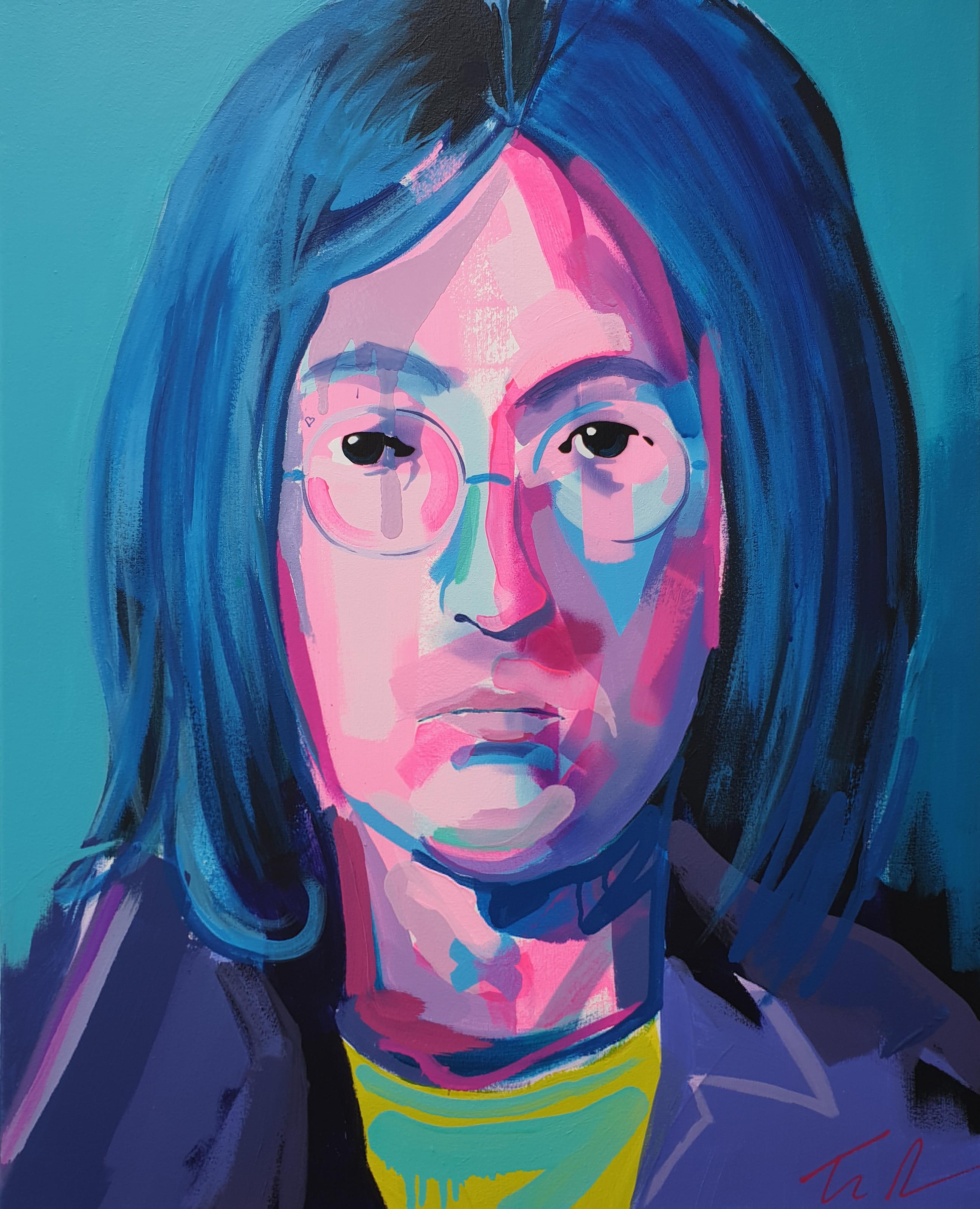 Tim Fowler Portrait Painting - John - John Lennon, The Beatles, Pop Art, Acrylic, Enamel Gloss, Canvas, Art