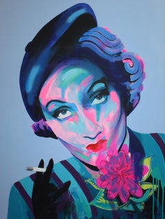 Marlene Dietrich - Pop Art, Acrylic, Enamel Gloss, Hollywood, Actress, Canvas