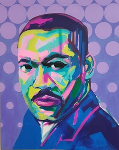 Martin Luther King Jr - Pop Art, Acrylic, Enamel Gloss, Canvas, Activist, Icon