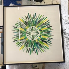 Song Bird Mandala - Art, Ink, Feather, Collage, Etching Press, Modern Art, Birds