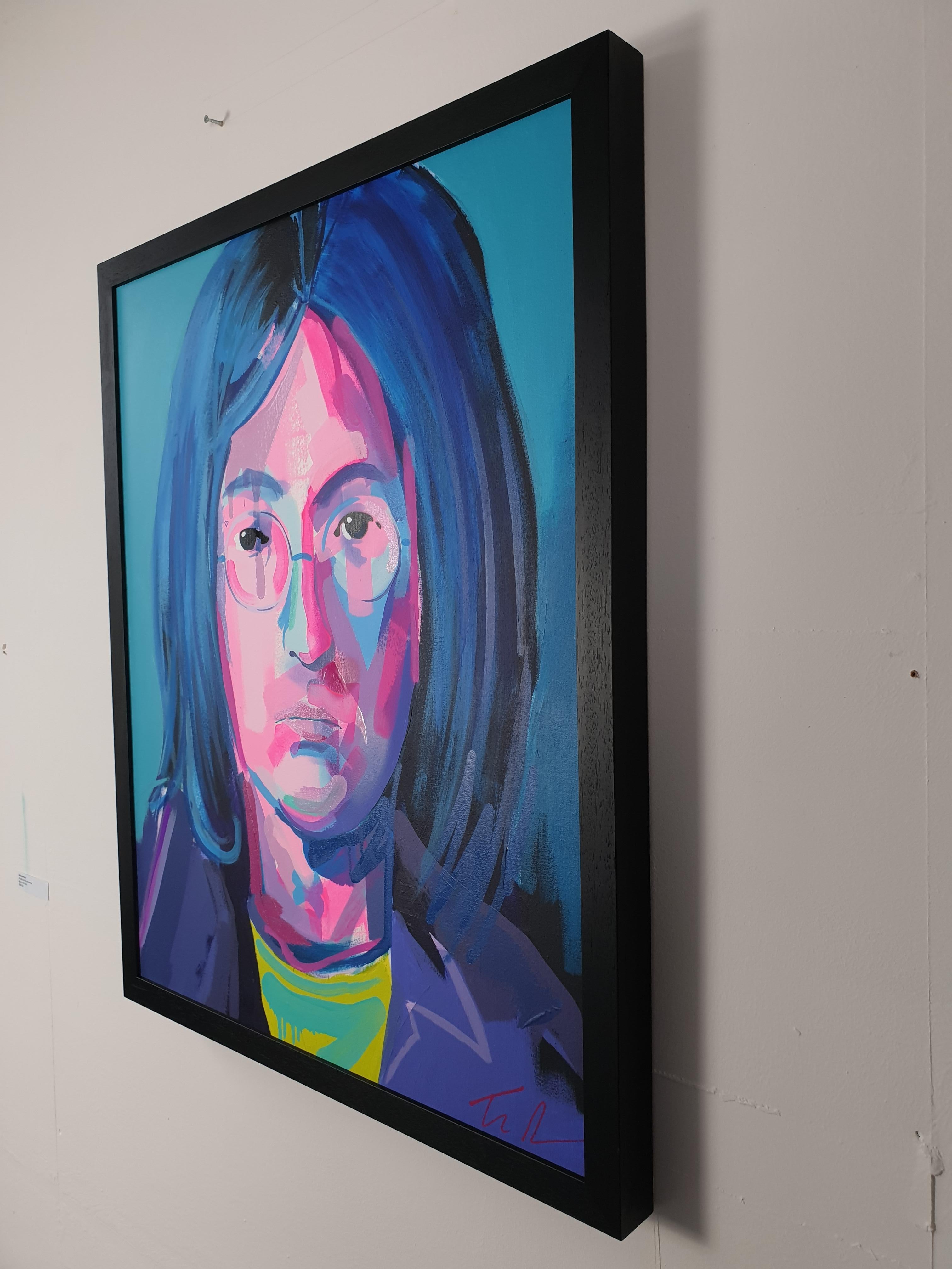 John - John Lennon, The Beatles, Pop Art, Acrylic, Enamel Gloss, Canvas, Art - Contemporary Painting by Tim Fowler