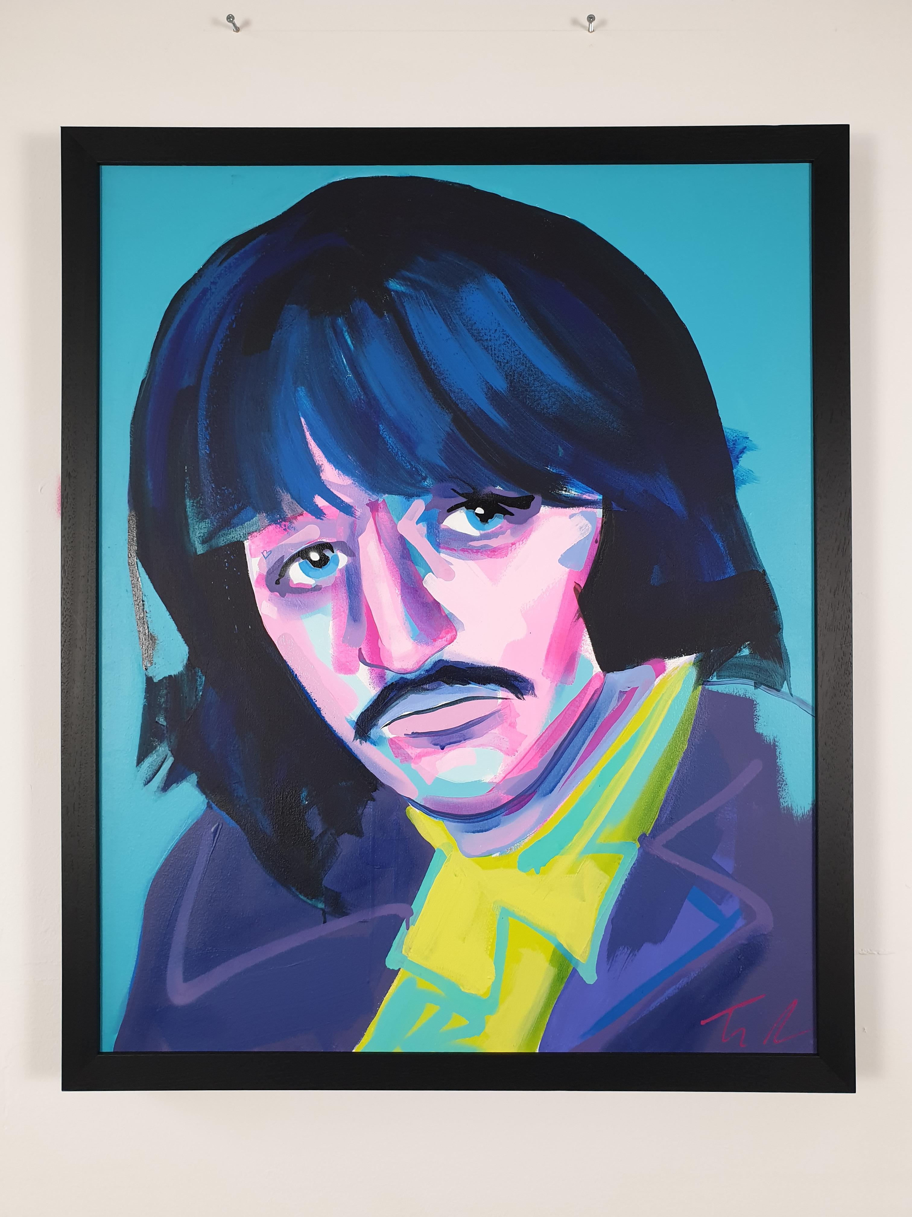 Ringo - Ringo Starr, The Beatles, Pop Art, Acrylic, Enamel Gloss, Canvas, Art - Painting by Tim Fowler