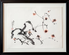 Red Plum Blossom - Landscape, watercolour, rice paper, fine art, chinese art
