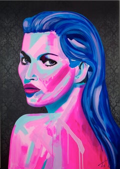 Kate Moss - Acrylic, Spray Paint, Modern Art, Contemporary Art, Model, Fashion