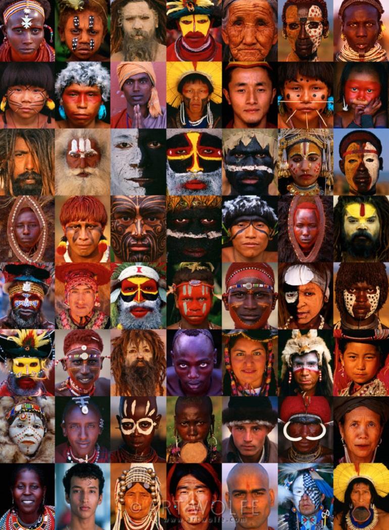 Art Wolfe Figurative Print - Mosaic of Man - Limited Edition of 100 - Fine Art Photography - Tribes People