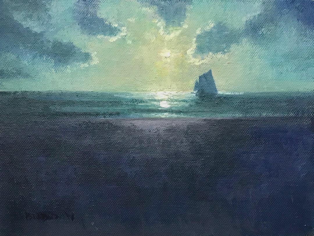  Moonlight Seascape Oil Painting by Michael Budden  1