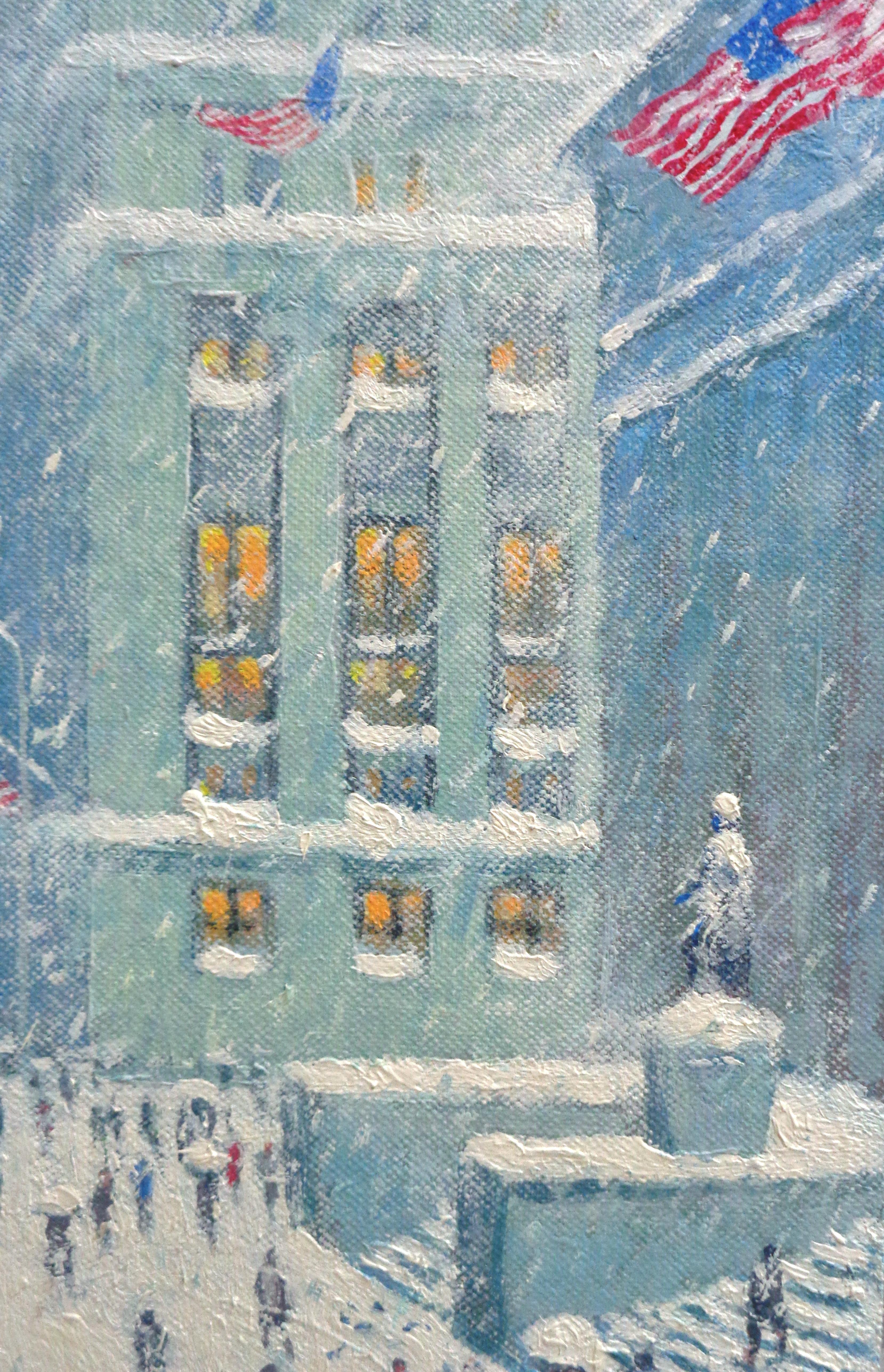  New York City Winter Wall Street Flags Oil Painting by Michael Budden 3