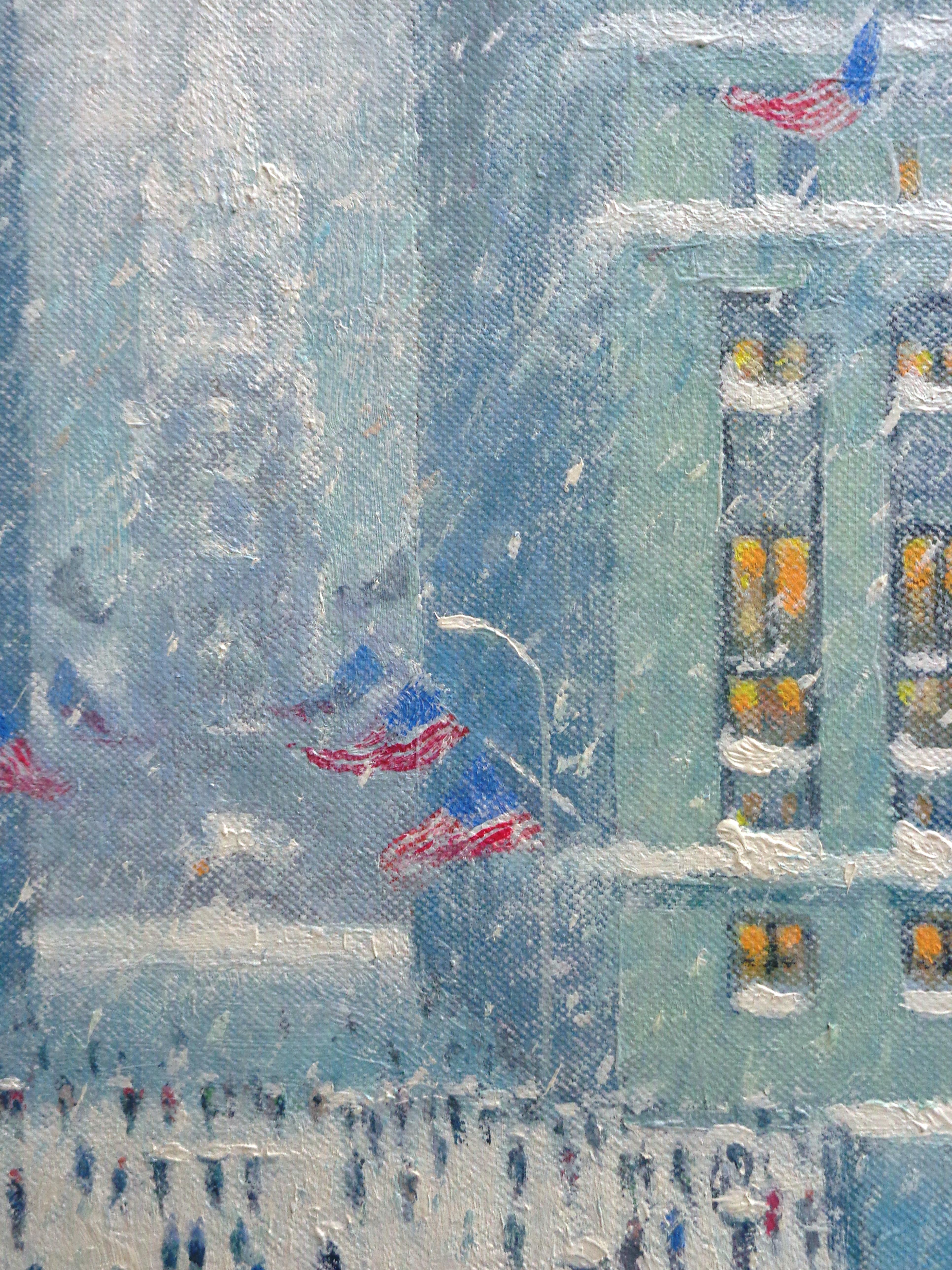  New York City Winter Wall Street Flags Oil Painting by Michael Budden 4