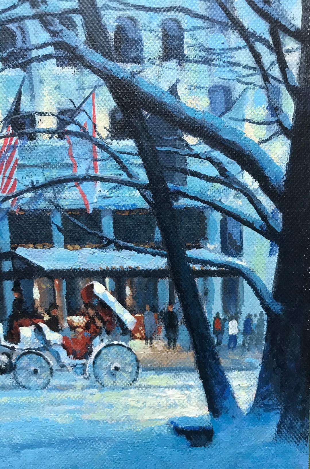 New York City Winter Landscape Oil Painting Plaza & Carriage by Michael Budden 1