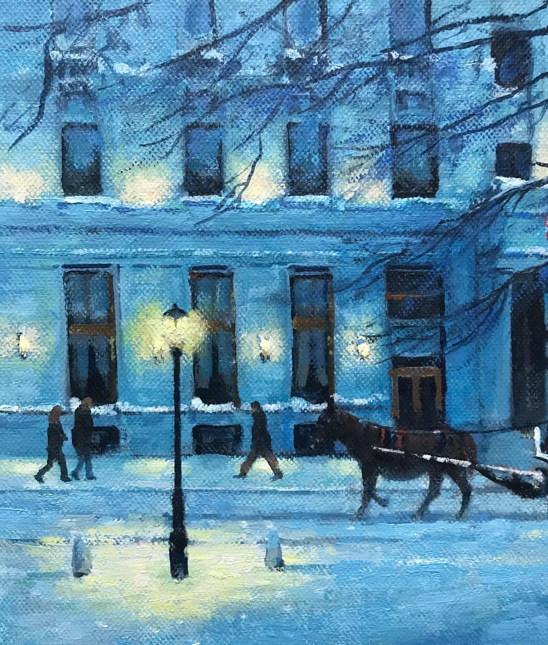 New York City Winter Landscape Oil Painting Plaza & Carriage by Michael Budden 2