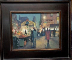 New York City Nocturne Oil Painting Street Vendor Michael Budden