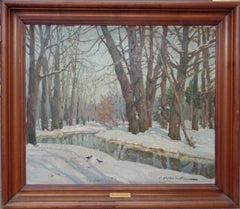 Russian American Impressionist Constantine  Westchiloff Winter Oil Painting Snow